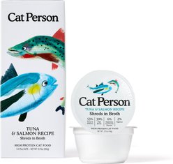 Cat Person by Weruva Tuna & Salmon Shreds in Broth Grain-Free Wet Cat Food, 2.75-oz cup, case of 5