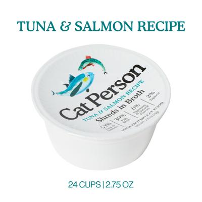 Show full view: Cat Person by Weruva Tuna & Salmon Shreds in Broth Grain-Free Wet Cat Food, 2.75-oz cup, case of 24 slide 3 of 8