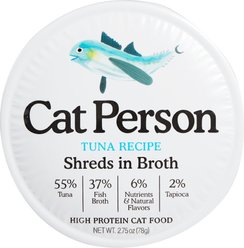 Cat Person by Weruva Tuna Flakes in Broth Grain-Free Wet Cat Food, 2.75-oz cup, case of 24