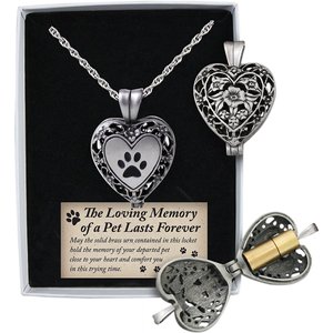 CATHEDRAL ART Paw Print Memorial Ashes Locket Necklace, Pewter