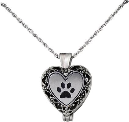 Show full view: Cathedral Art Paw Print Memorial Ashes Locket Necklace, Pewter slide 3 of 7