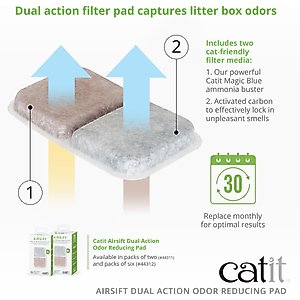 Catit Airsift Dual Odor Reducing Cotton Cat Pad, 6 pack