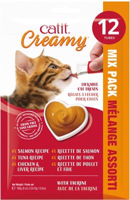 Show full view: Catit Creamy Assorted Multipack Cat Treat Tube, 12 count slide 1 of 9