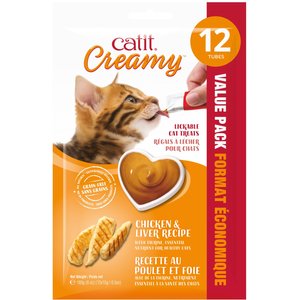 Catit Creamy Chicken & Liver Flavor Lickable Cat Treats, 12 count