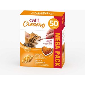 Catit Creamy Chicken & Liver Flavor Lickable Cat Treats, 50 count