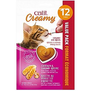 Catit Creamy Chicken & Shrimp Cat Treat Tube, 12 count