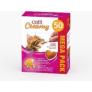 Catit Creamy Chicken & Shrimp Cat Treat Tube, 50 count