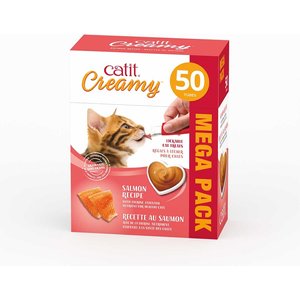 Catit Creamy Salmon Flavor Lickable Cat Treats, 50 count