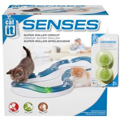 Catit Design Senses Circuit, Super Roller + Design Senses Circuit Motion Activated Illuminated Balls Cat Toy, 2 count