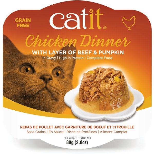 Catit Dinner Chicken with Beef & Pumpkin Cat Wet Food, 2.8-oz can