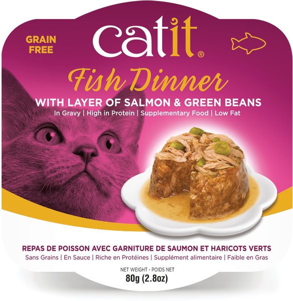 Catit Dinner Ocean Fish with Salmon & Green Beans Cat Wet Food, 2.8-oz can