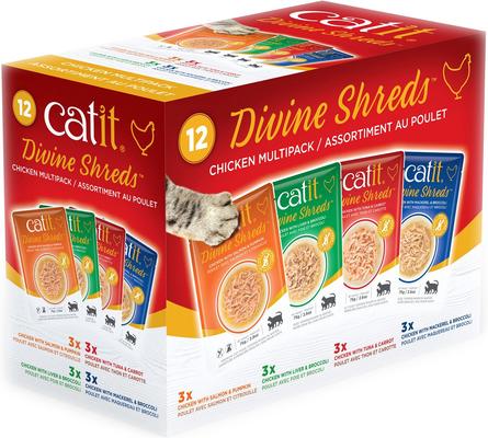 Show full view: Catit Divine Shreds Chicken Multipack Cat Topping, 2.65-oz bag, 12 count slide 1 of 2