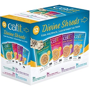 Catit Divine Shreds Tuna Multipack Cat Topping, 2.65-oz bag, 12 count