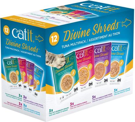 Show full view: Catit Divine Shreds Tuna Multipack Cat Topping, 2.65-oz bag, 12 count slide 1 of 3