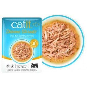 Catit Divine Shreds Tuna with Seabream & Wakame Cat Topping, 2.65-oz bag