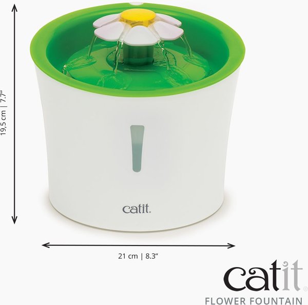 Show full view: Catit Flower Plastic Cat Fountain, 100-oz + Senses 2.0 Self Groomer Cat Brush, 1 count slide 3 of 9