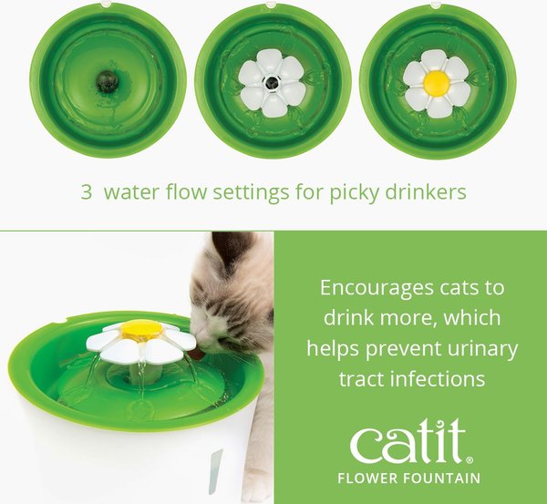 Show full view: Catit Flower Plastic Cat Fountain, 100-oz + Senses 2.0 Self Groomer Cat Brush, 1 count slide 5 of 9