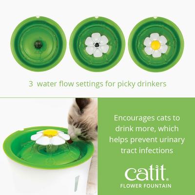Show full view: Catit Flower Plastic Cat Fountain, 100-oz + Senses 2.0 Self Groomer Cat Brush, 1 count slide 5 of 9
