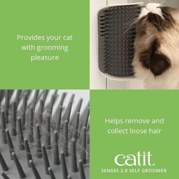 Show full view: Catit Flower Plastic Cat Fountain, 100-oz + Senses 2.0 Self Groomer Cat Brush, 1 count slide 9 of 9