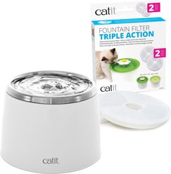 Catit Fresh & Clear Stainless Steel Top Cat Fountain, 64-oz + Triple Action Filter, 2 pack slide 1 of 9