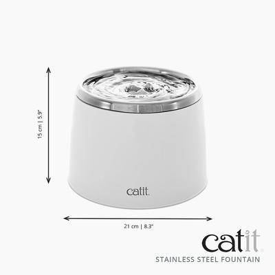 Show full view: Catit Fresh & Clear Stainless Steel Top Cat Fountain, 64-oz slide 2 of 10