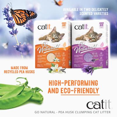 Show full view: Catit Go Natural Pea Husk Clumping Cat Litter, Lavender, 12.3-lb box slide 4 of 8