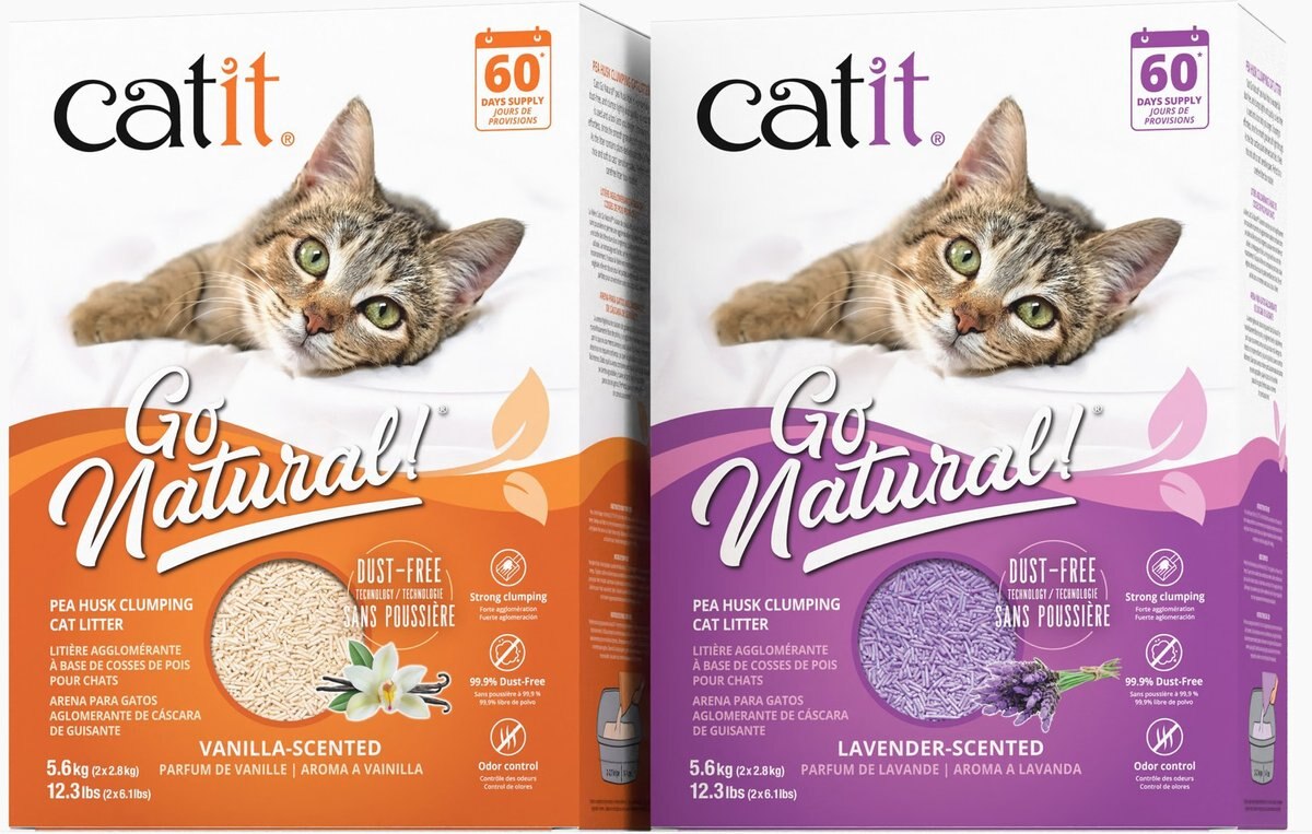 Catit Go Natural Pea Husk Clumping Cat Litter, Vanilla, 12.3-lb box