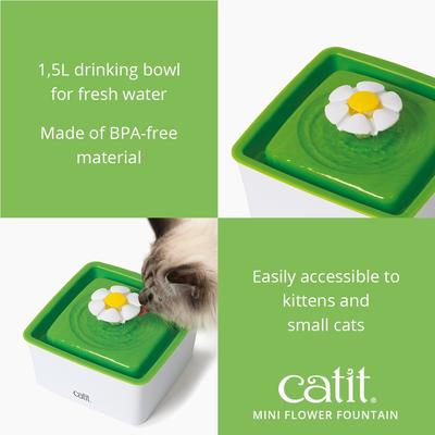 Show full view: Catit Mini Flower Plastic Cat Fountain, 50.7-oz + Triple Action Filter, 2 pack slide 4 of 9