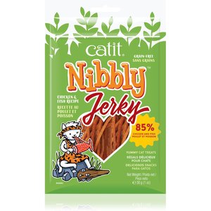 Catit Nibbly Chicken & Fish Cat Jerky Treat, 1.06-oz bag