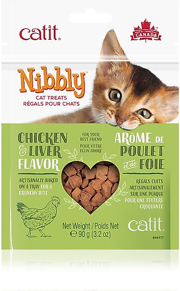 Catit Nibbly Chicken & Liver Cat Treat, 3.2-oz bag