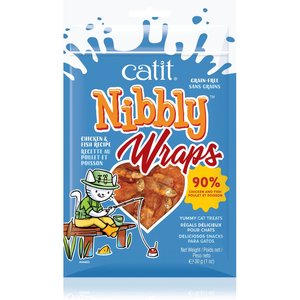 Catit Nibbly Wraps Chicken & Fish Cat Treat, 1.06-oz bag