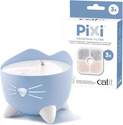 Show full view: Catit Pixi Cat Drinking Fountain, Light Blue + Cartridge Filter, 3 count slide 1 of 9