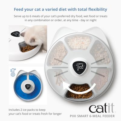 Show full view: Catit Pixi Smart 6-Meal Cat Feeder, White slide 6 of 11