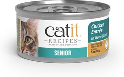 Catit Recipes High-Protein L-Carnitine Complete & Balanced Nutrition Senior Chicken Flavored Wet Cat Food, 3-oz can, 24 count
