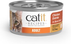Catit Recipes High-Protein Omega-3 Skin & Coat Adult Chicken Flavored Wet Cat Food, 3-oz can, 24 count