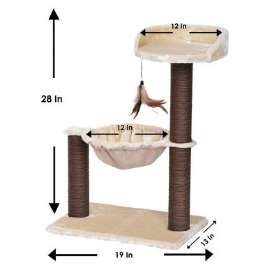 Show full view: Catry 28-in Cozy Cat Tree with Hammock & Paper Rope Scratching Posts slide 2 of 7