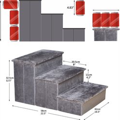 Catry 2-in-1 Foldable & Portable with Extra Storage Space 16-in Polyester Dog & Cat Stairs, Gray slide 2 of 8