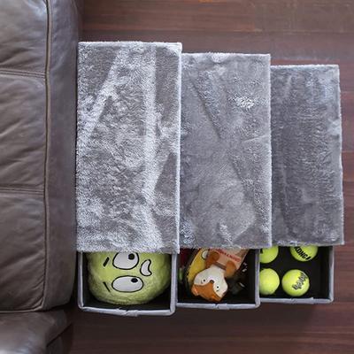 Show full view: Catry 2-in-1 Foldable & Portable with Extra Storage Space 16-in Polyester Dog & Cat Stairs, Gray slide 3 of 9