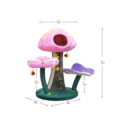 Show full view: Catry 31.1-in Mushroom Condo, Perch, Scratch Posts Cat Tree, Pink slide 3 of 10