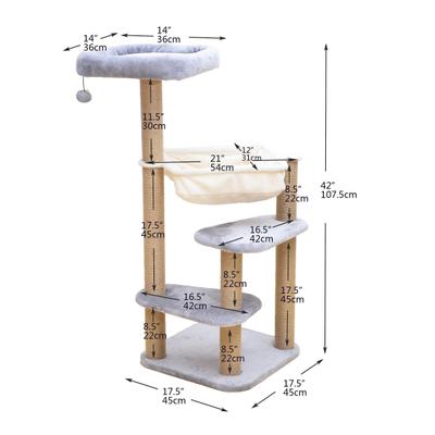 Show full view: Catry 42.1-in Oak 7-Level Cat Tree with Jute Scratching Posts & Cozy Hammock slide 3 of 9