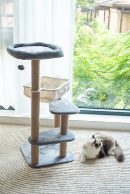 Show full view: Catry 42.1-in Oak 7-Level Cat Tree with Jute Scratching Posts & Cozy Hammock slide 4 of 9