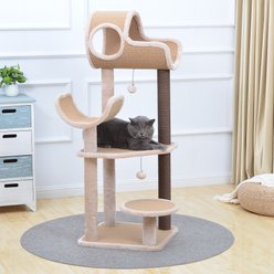 Catry 5 Level with Perch 49-in Polyester Cat Tree, Beige, Large