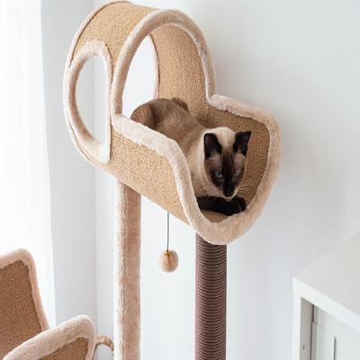 Show full view: Catry 5 Level with Perch 49-in Polyester Cat Tree, Beige, Large slide 3 of 9