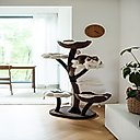 Catry 6 Level with Flower Toys-Blossom 59-in Polyester Cat Tree, White & Brown, Large