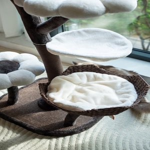 Catry 6 Level with Flower Toys-Blossom 59-in Polyester Cat Tree, White & Brown, Large