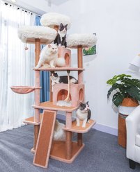 Catry 75-in Scratching Posts Condo Cat Tree, Beige