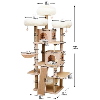 Show full view: Catry 75-in Scratching Posts Condo Cat Tree, Beige slide 3 of 10