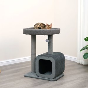 Catry Eclipse 2-Level Apartment-Sized with Groomer 30-in Polyester Cat Tree & Condo, Gray