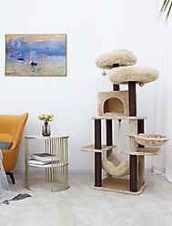 Catry interactive 7-Level Cat Tree with Condo, Scratching Posts, & Toys, 63-in H, Beige