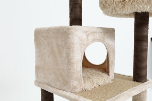Show full view: Catry interactive 7-Level Cat Tree with Condo, Scratching Posts, & Toys, 63-in H, Beige slide 6 of 8